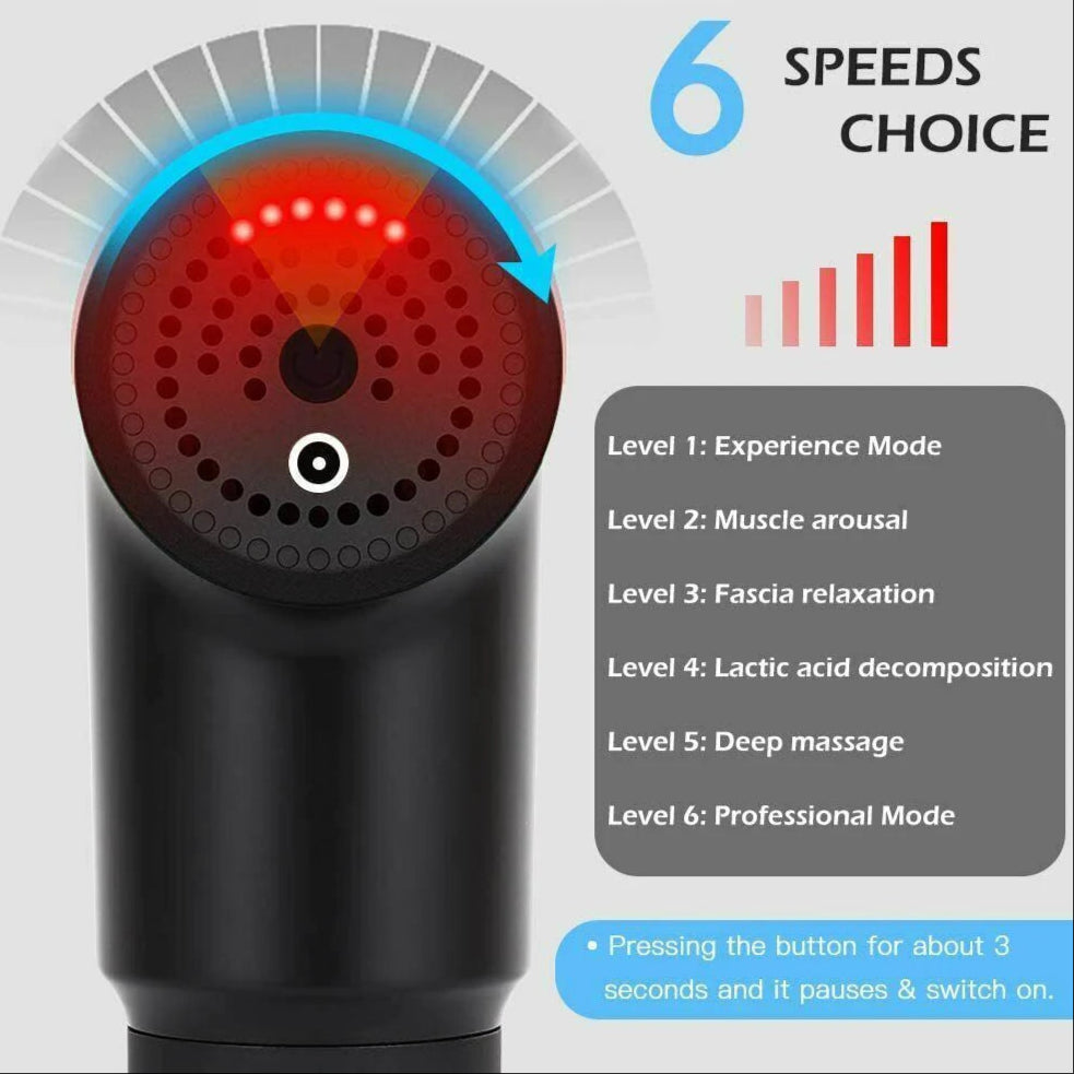 Massage Gun Percussion Massager Deep Tissue Muscle Vibrating Relaxing + 4 Heads